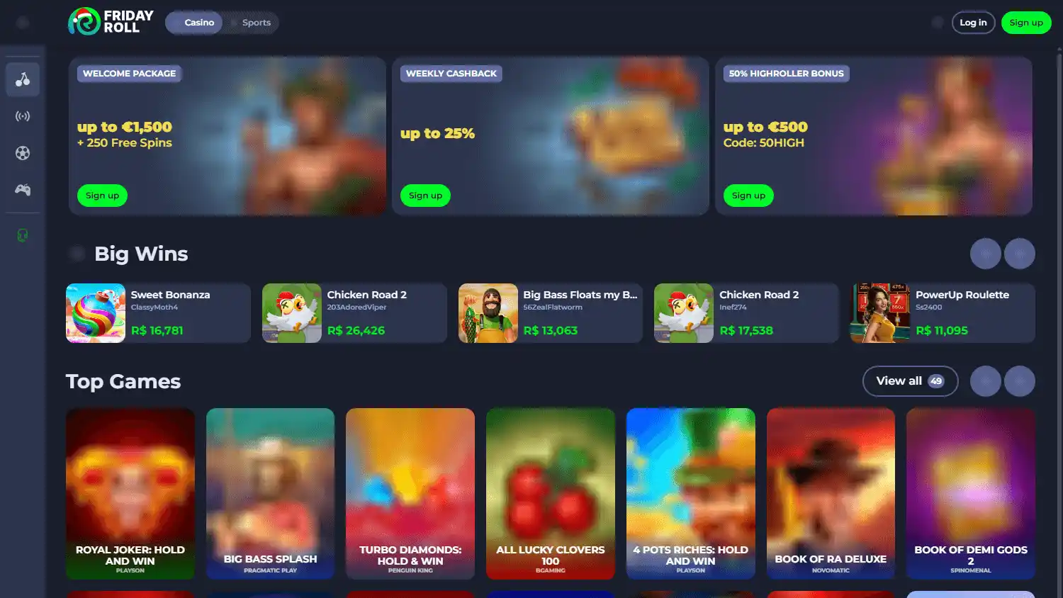 Fridayroll Casino screenshot 2