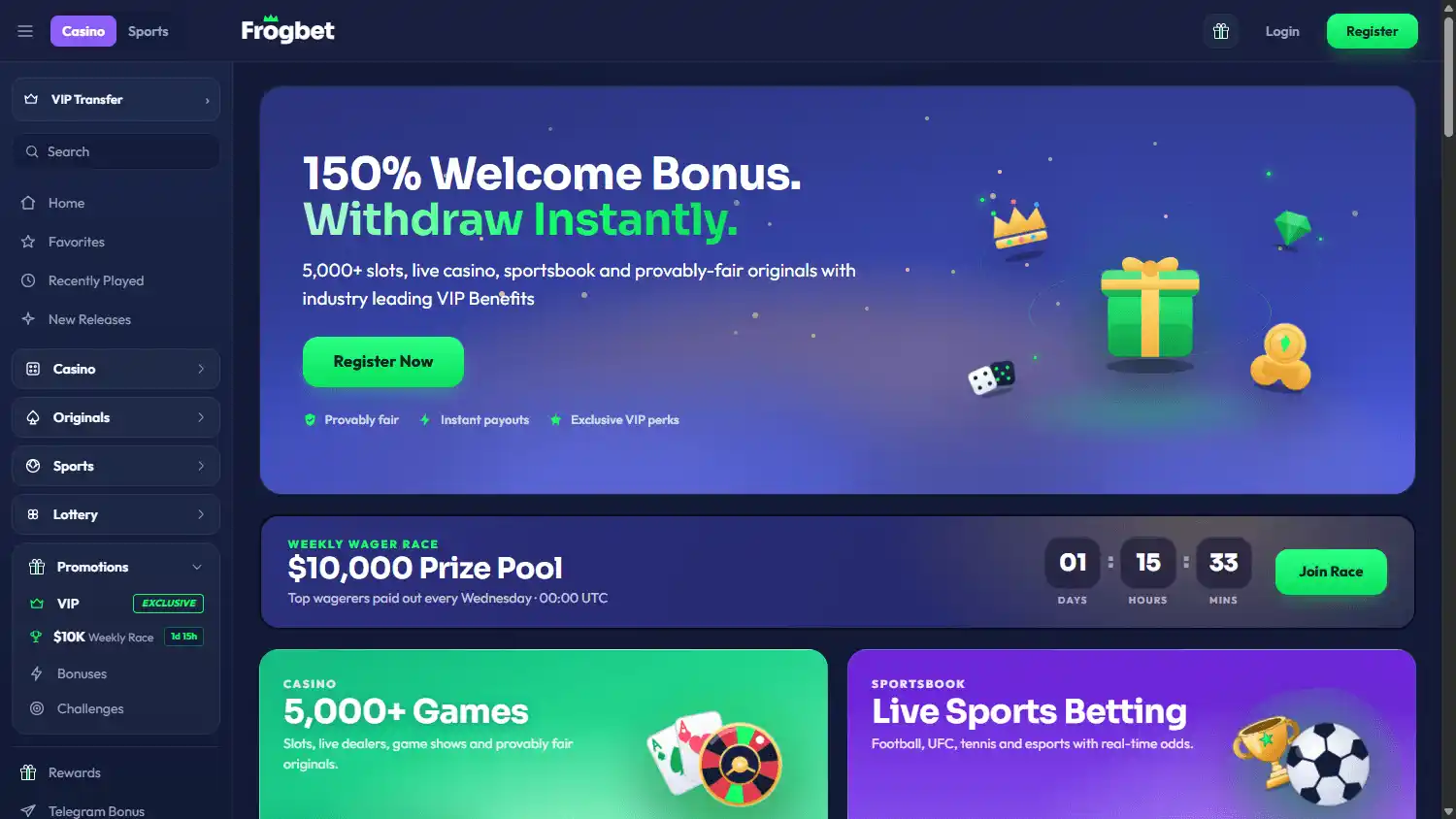 Frogbet Casino screenshot 1