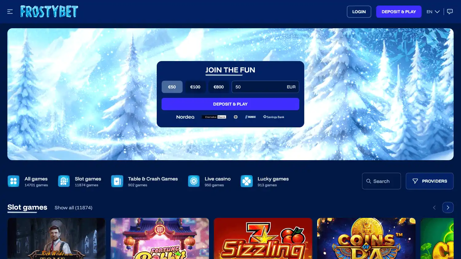 Frostybet Casino screenshot 1