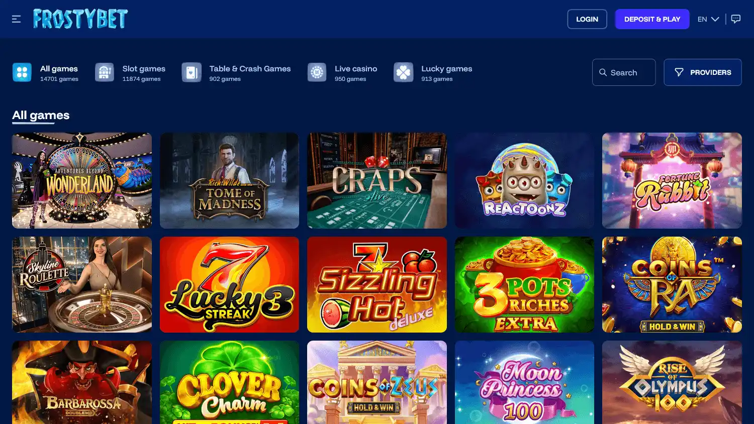 Frostybet Casino screenshot 2