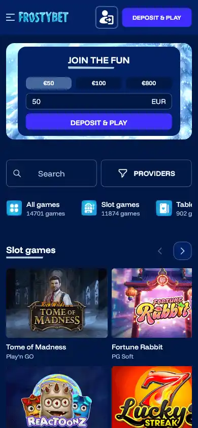 Frostybet Casino screenshot 4