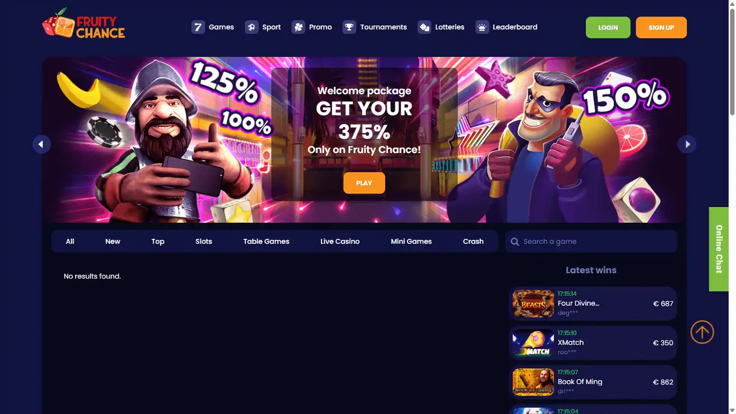 Fruity Chance Casino screenshot 1