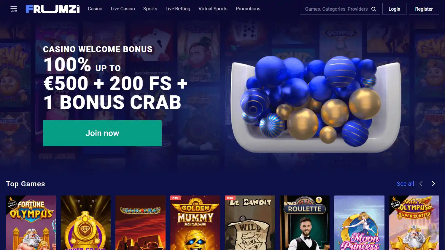 Frumzi Casino screenshot 1