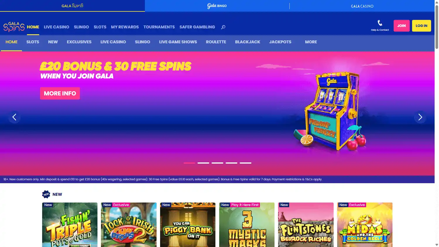 Gala Spins Casino screenshot 1