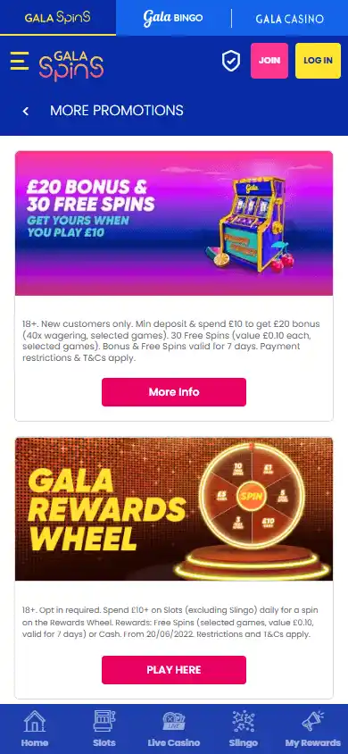 Gala Spins Casino screenshot 6