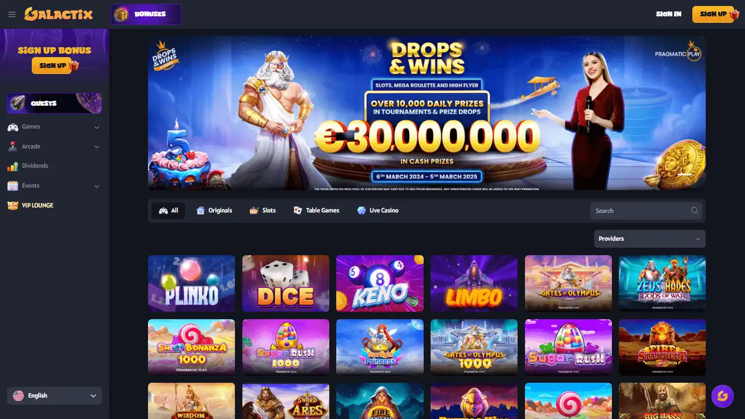Galactix Casino screenshot 2