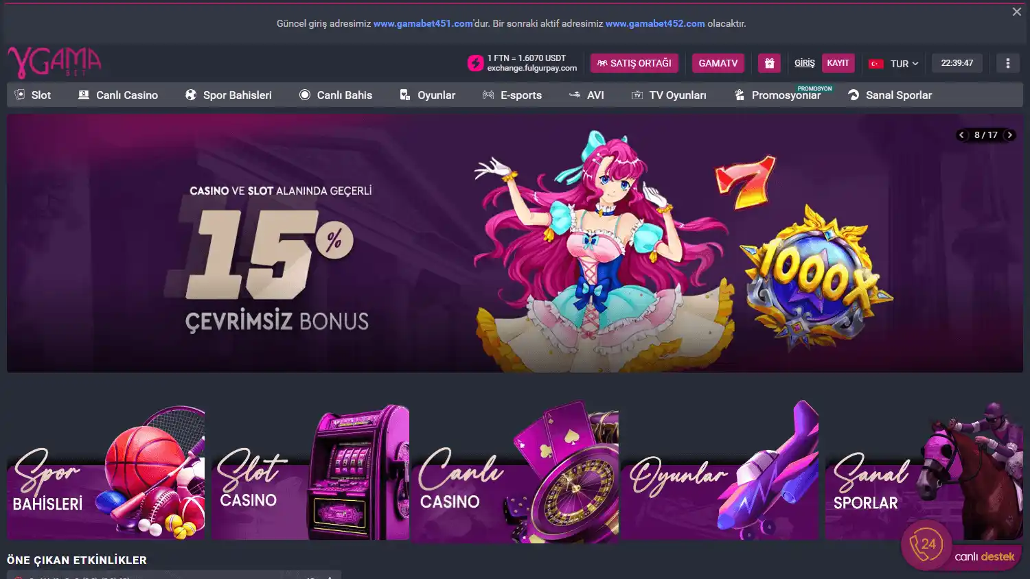 Gamabet Casino screenshot 1