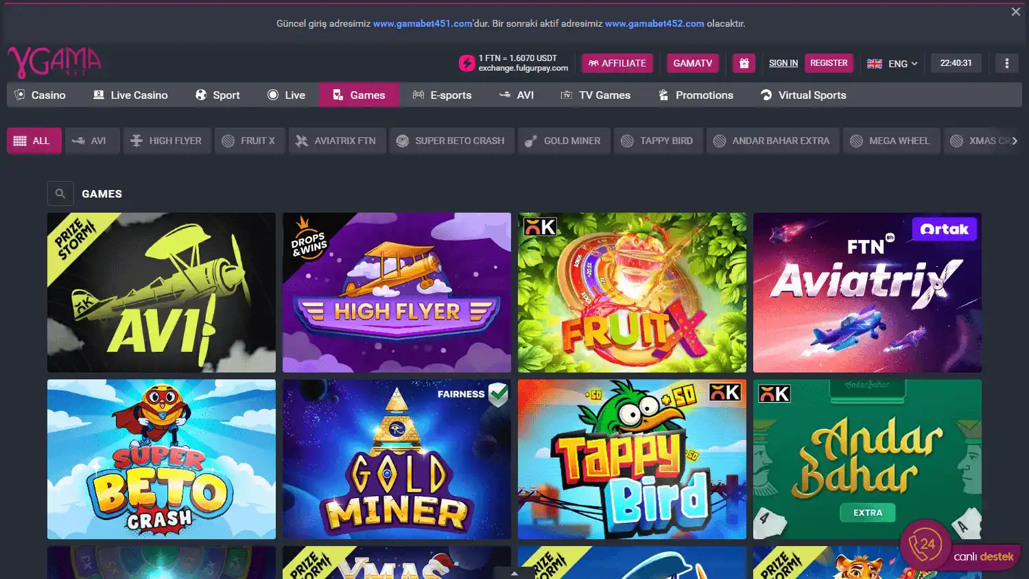 Gamabet Casino screenshot 2