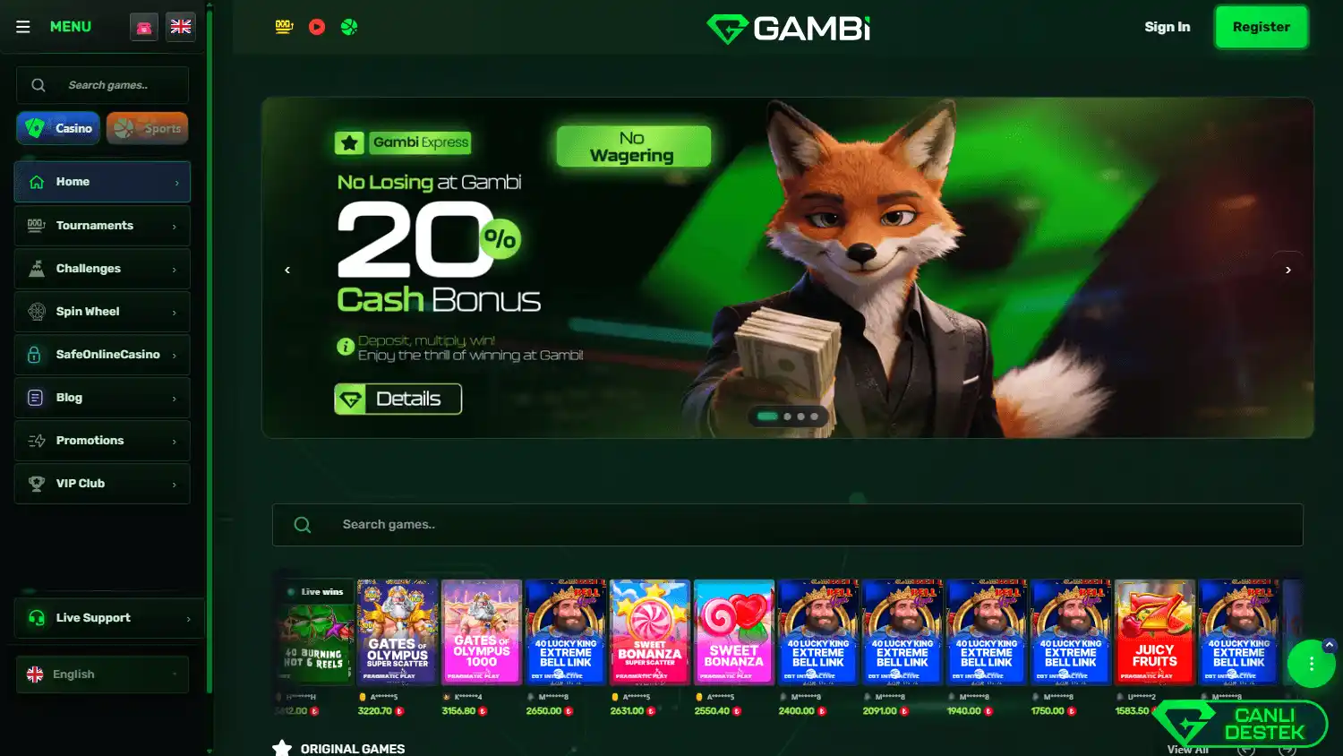 Gambi Casino screenshot 1
