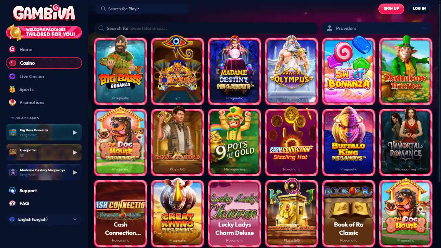 Gambiva Casino screenshot 2