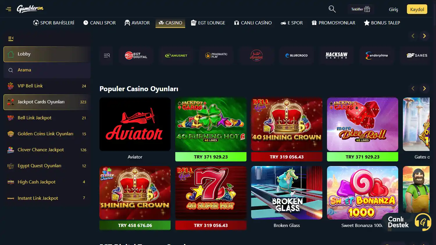 Gambleron Casino screenshot 2