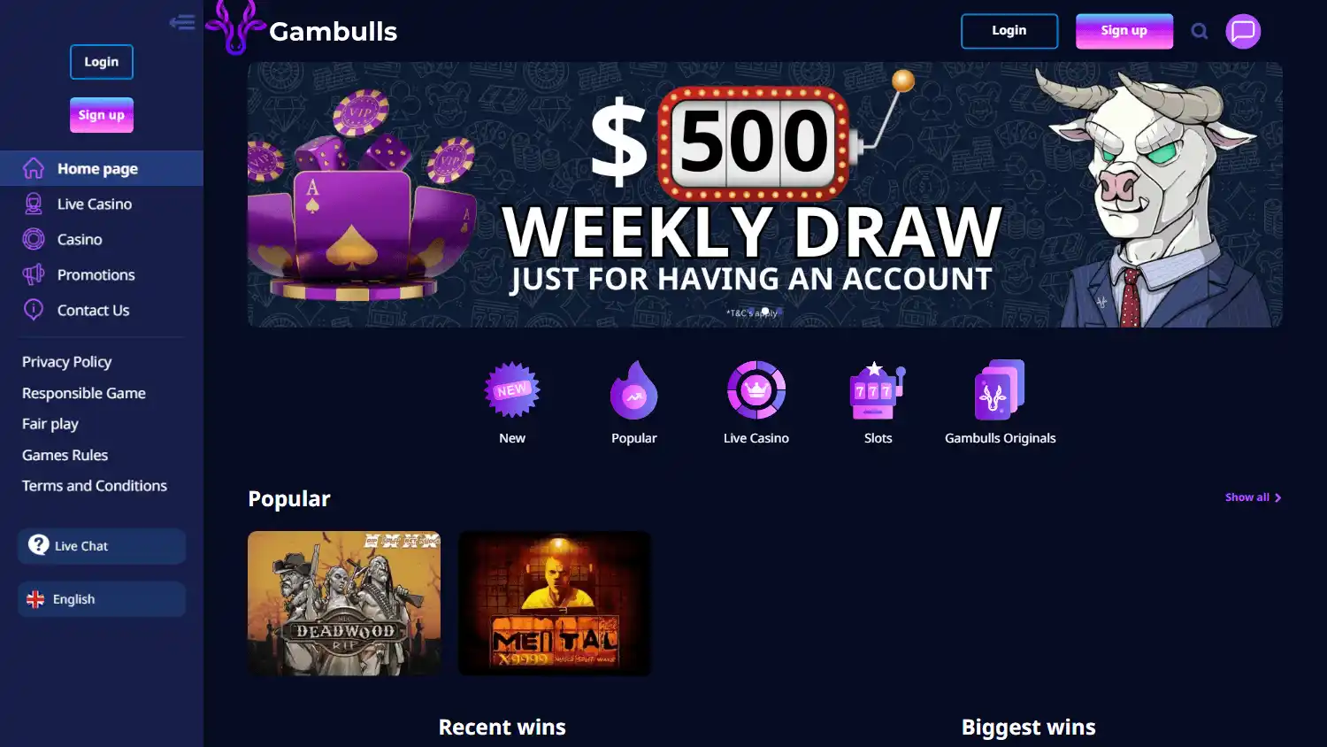 Gambulls Casino screenshot 1