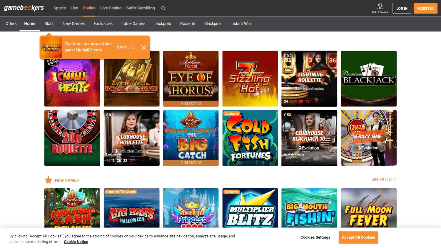 Gamebookers Casino screenshot 1