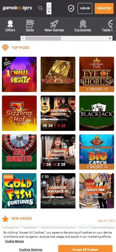 Gamebookers Casino screenshot 3