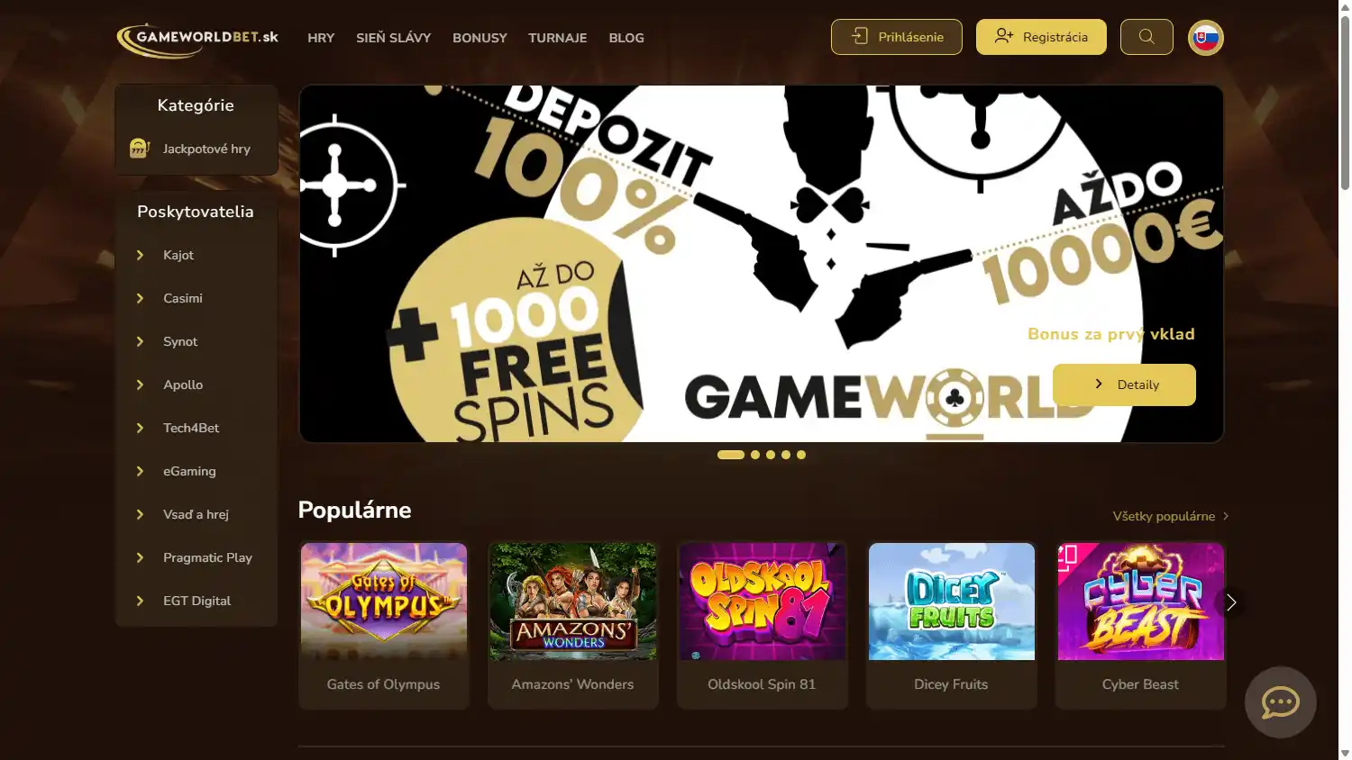 Gameworldbet.sk Casino screenshot 1