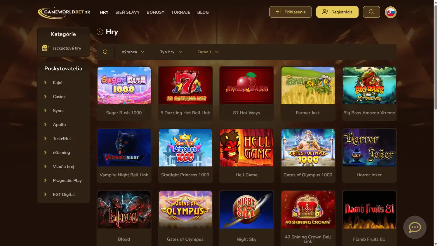 Gameworldbet.sk Casino screenshot 2