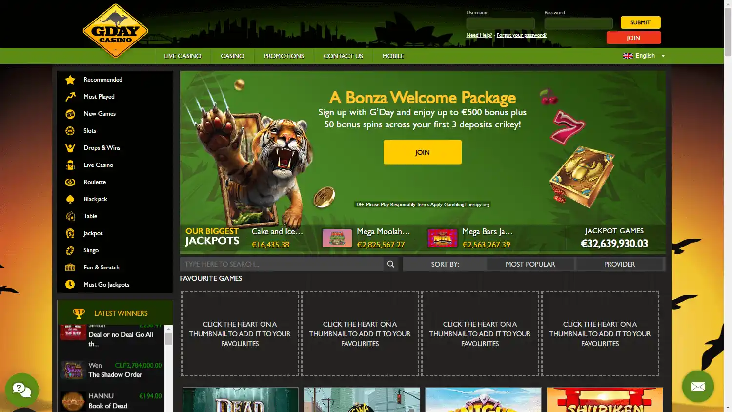 Gday Casino screenshot 1