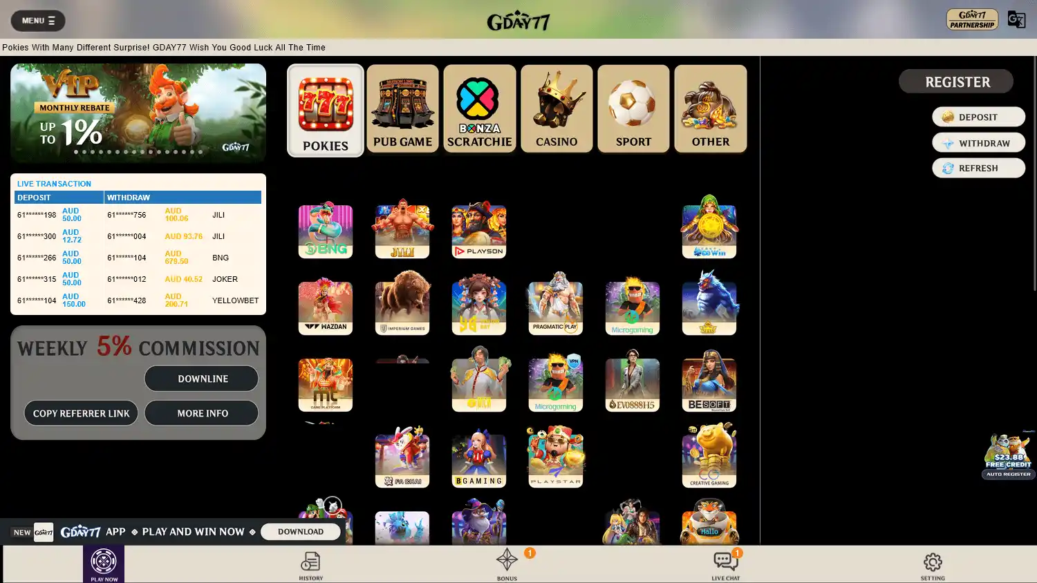 GDay77 Casino screenshot 1
