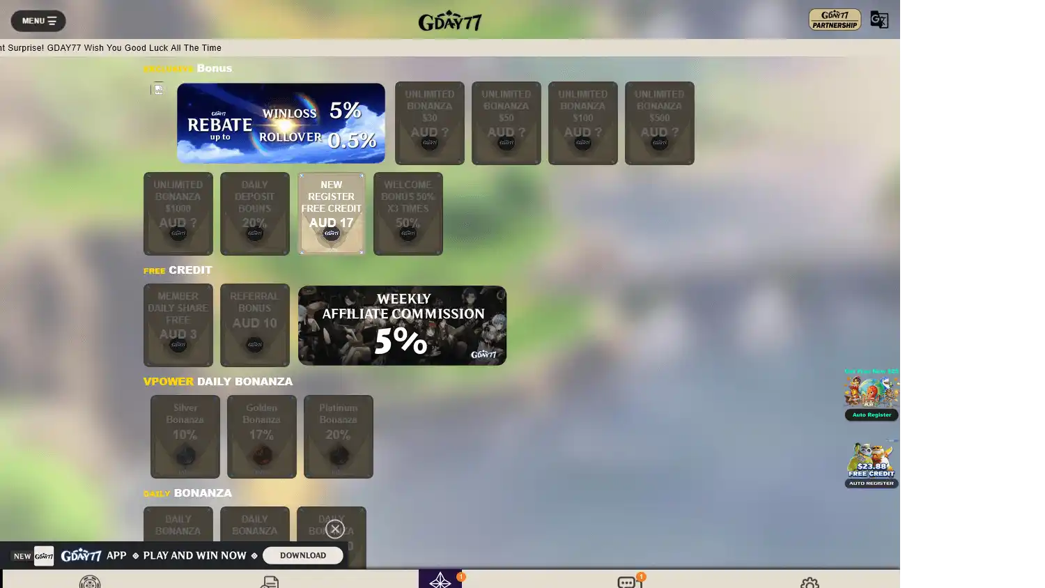 GDay77 Casino screenshot 2