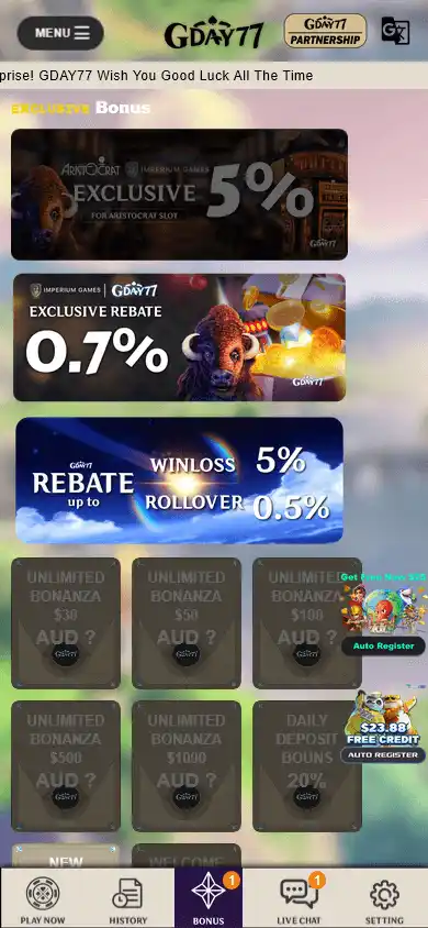 GDay77 Casino screenshot 4