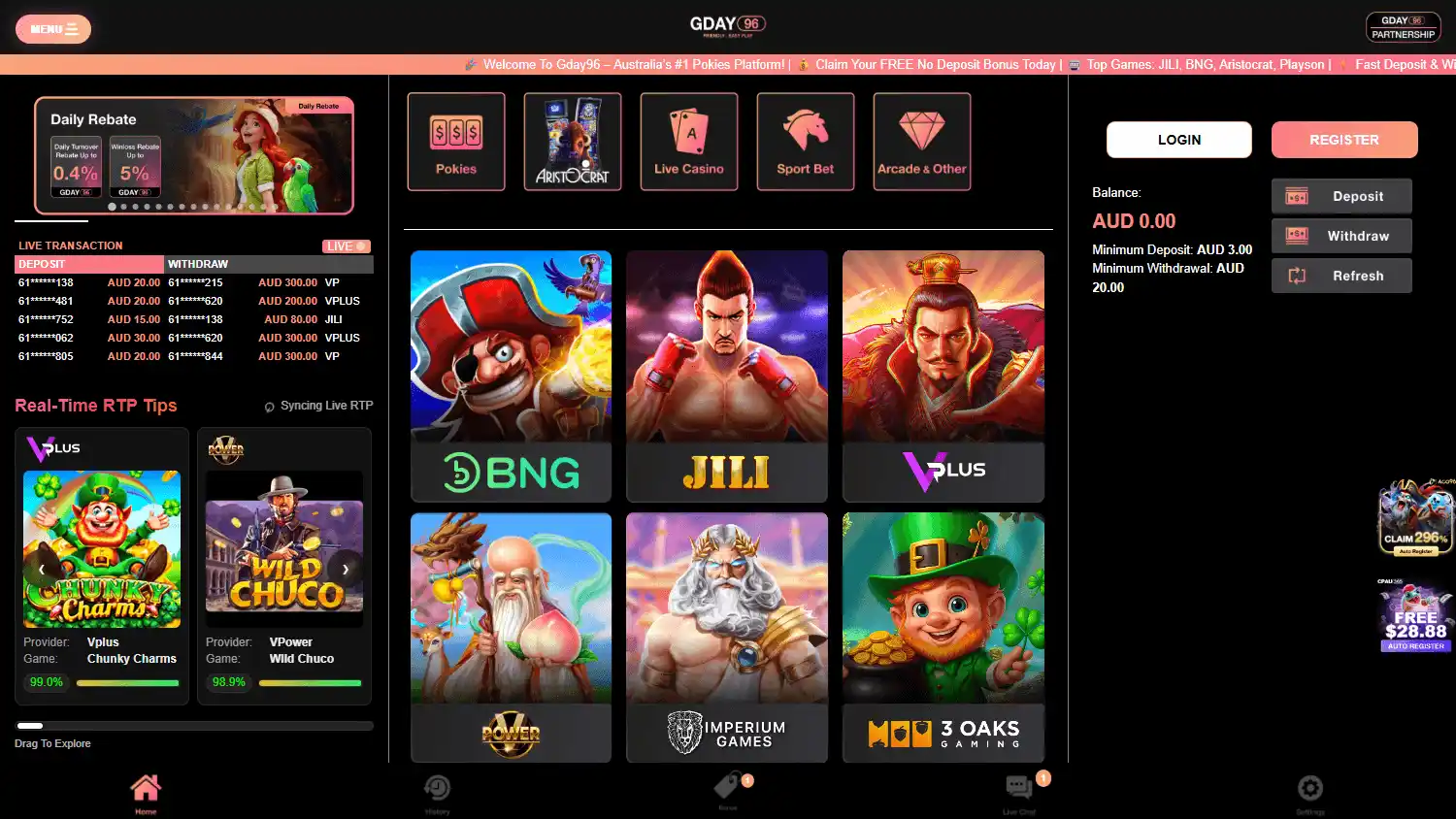 GDAY96 Casino screenshot 1