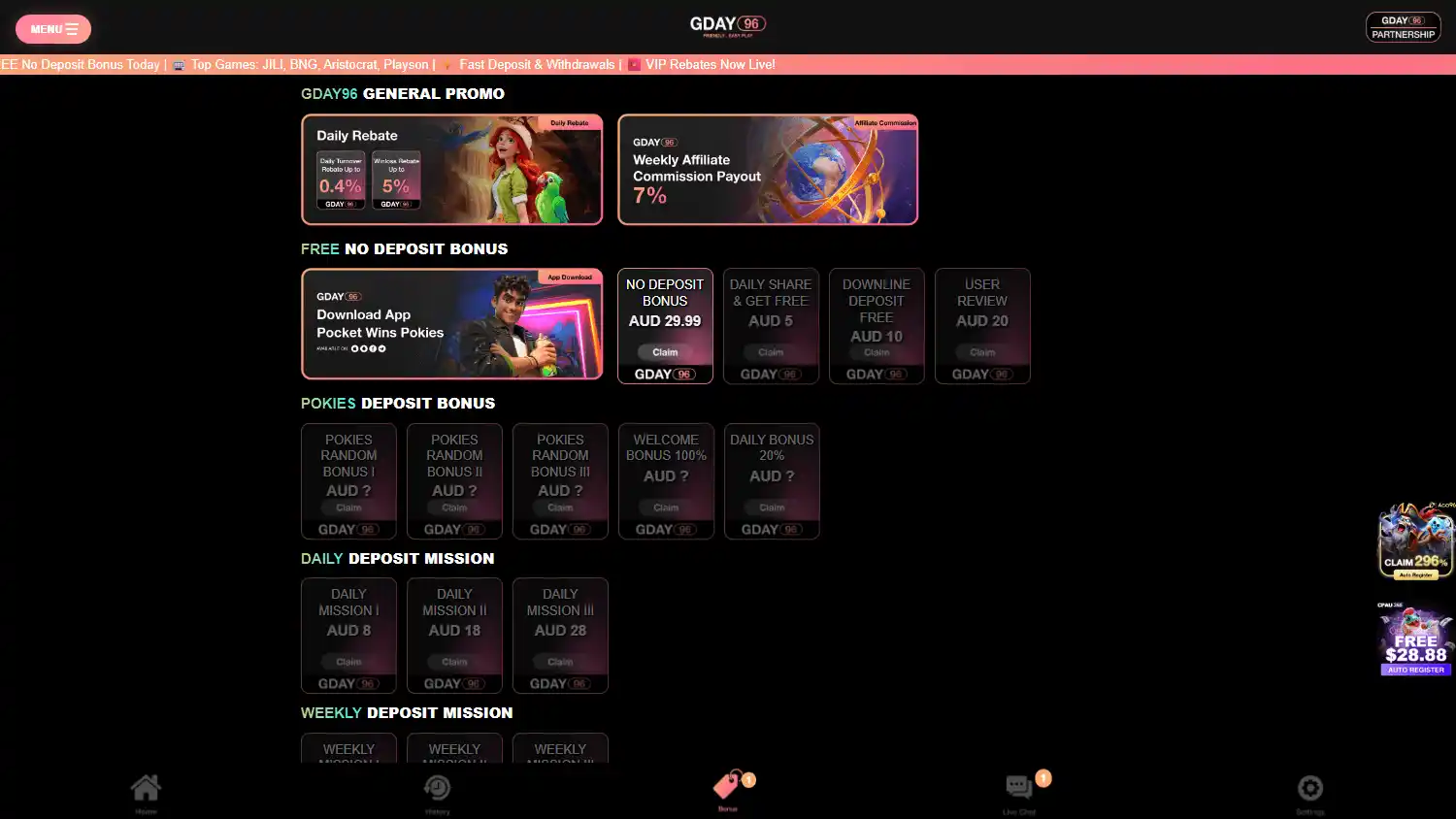 GDAY96 Casino screenshot 2