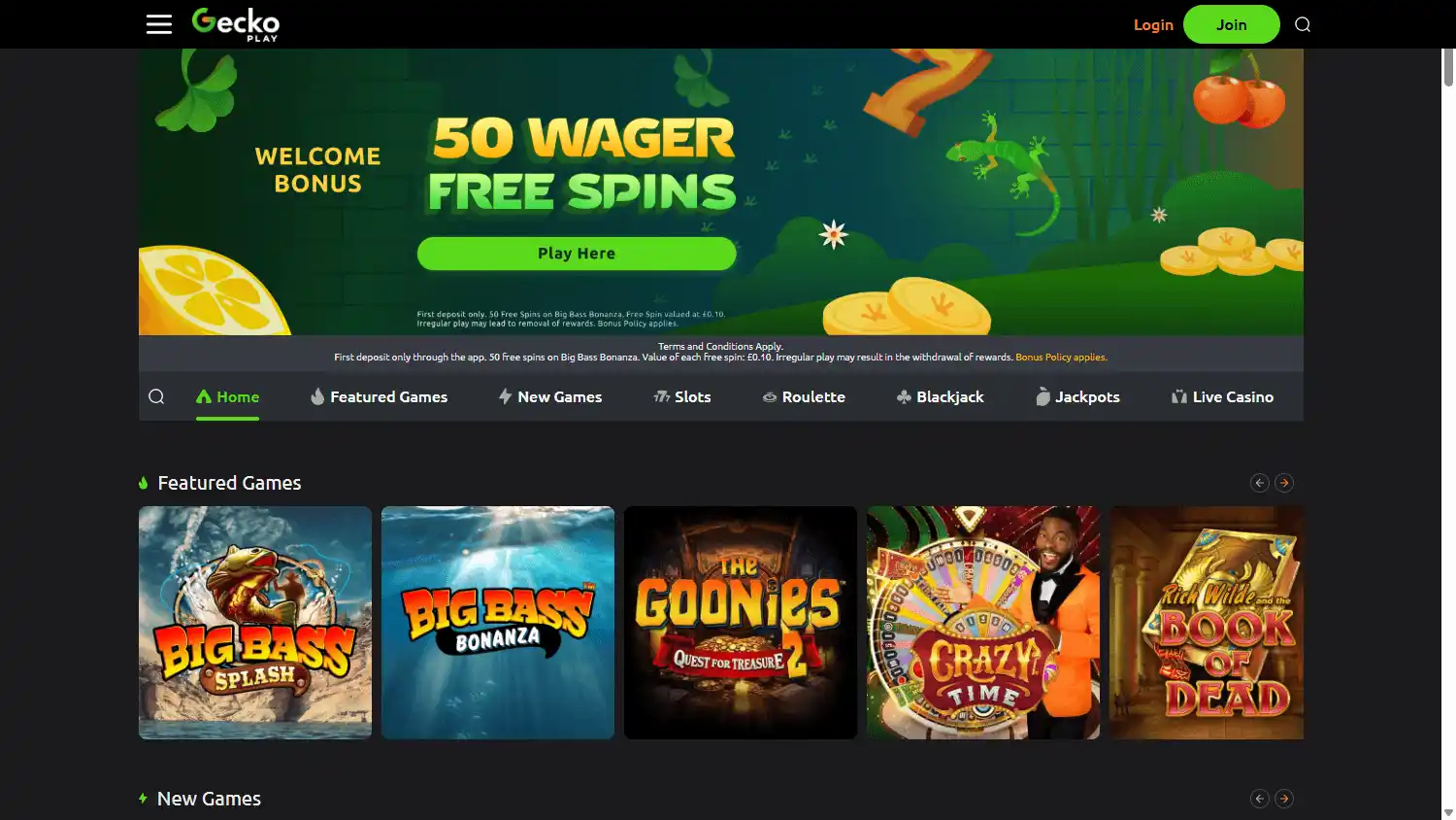 GeckoPlay Casino UK screenshot 1