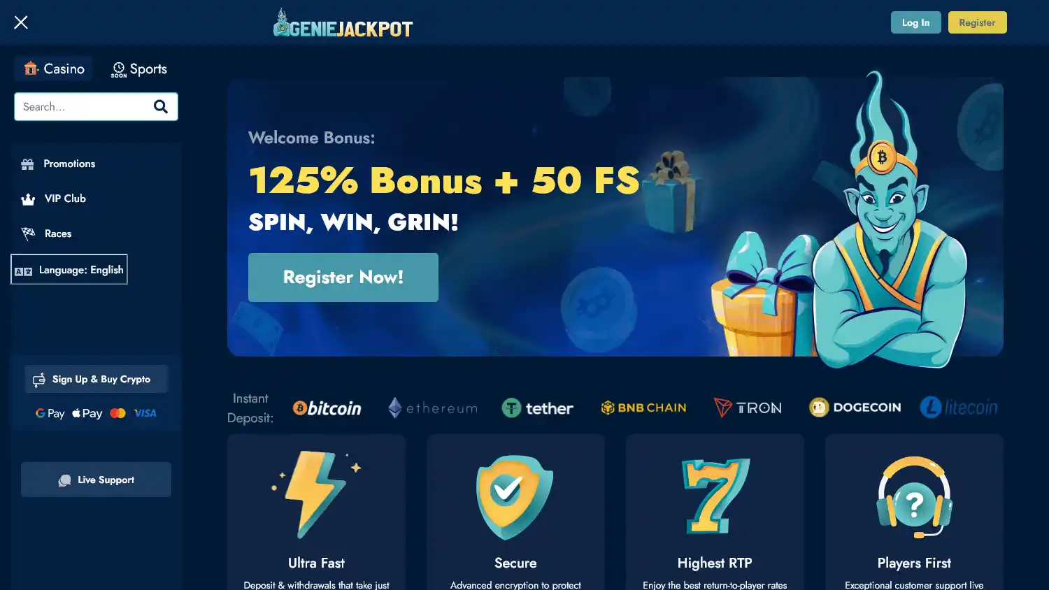 GenieJackpot Casino screenshot 1