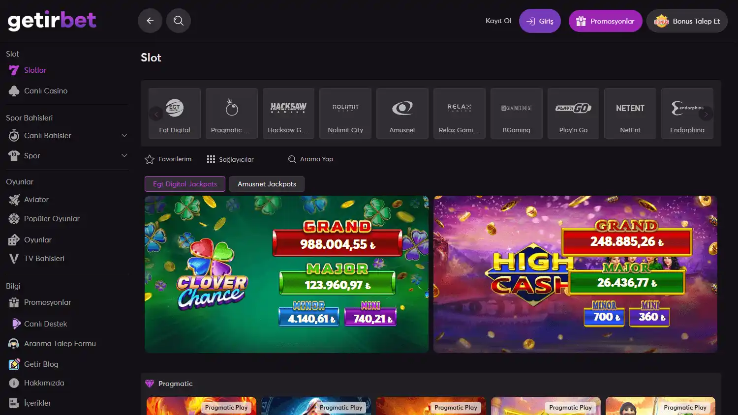 Getirbet Casino screenshot 2