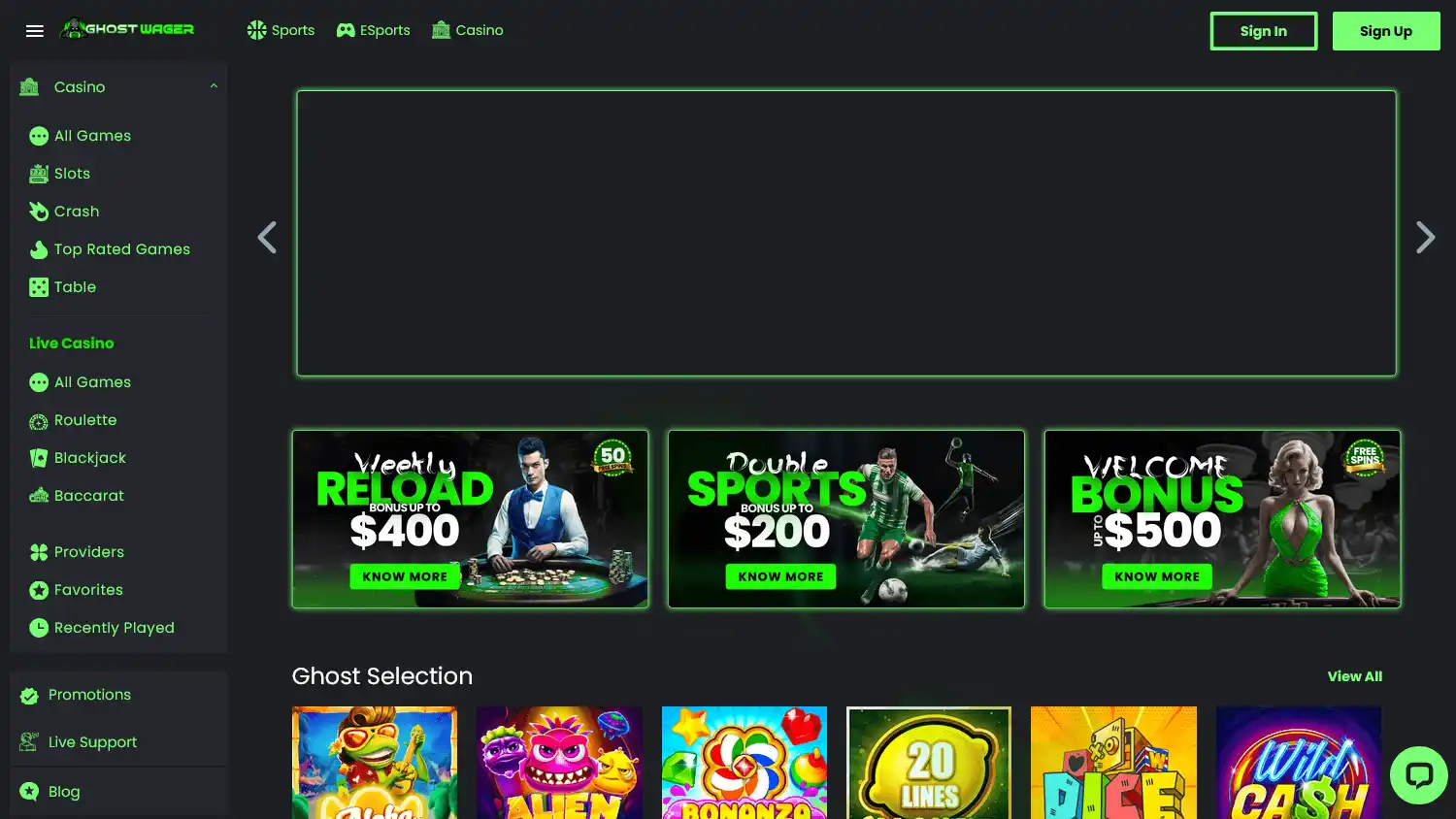 Ghost Wager Casino screenshot 1