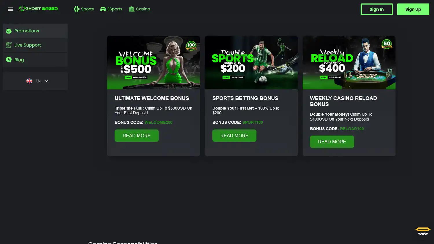 Ghost Wager Casino screenshot 2