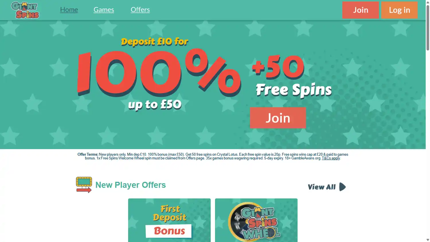 Giant Spins Casino screenshot 1