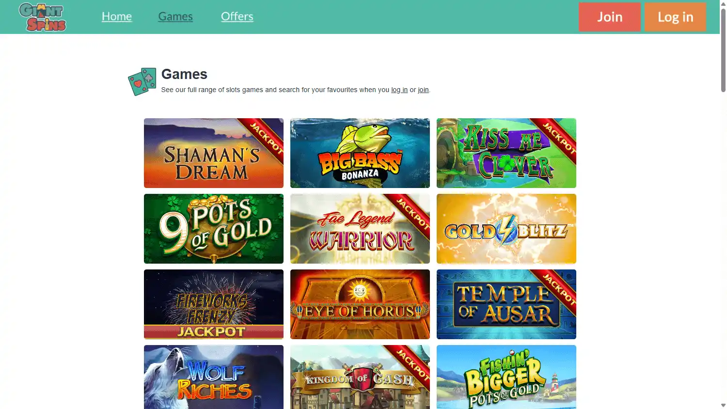 Giant Spins Casino screenshot 2