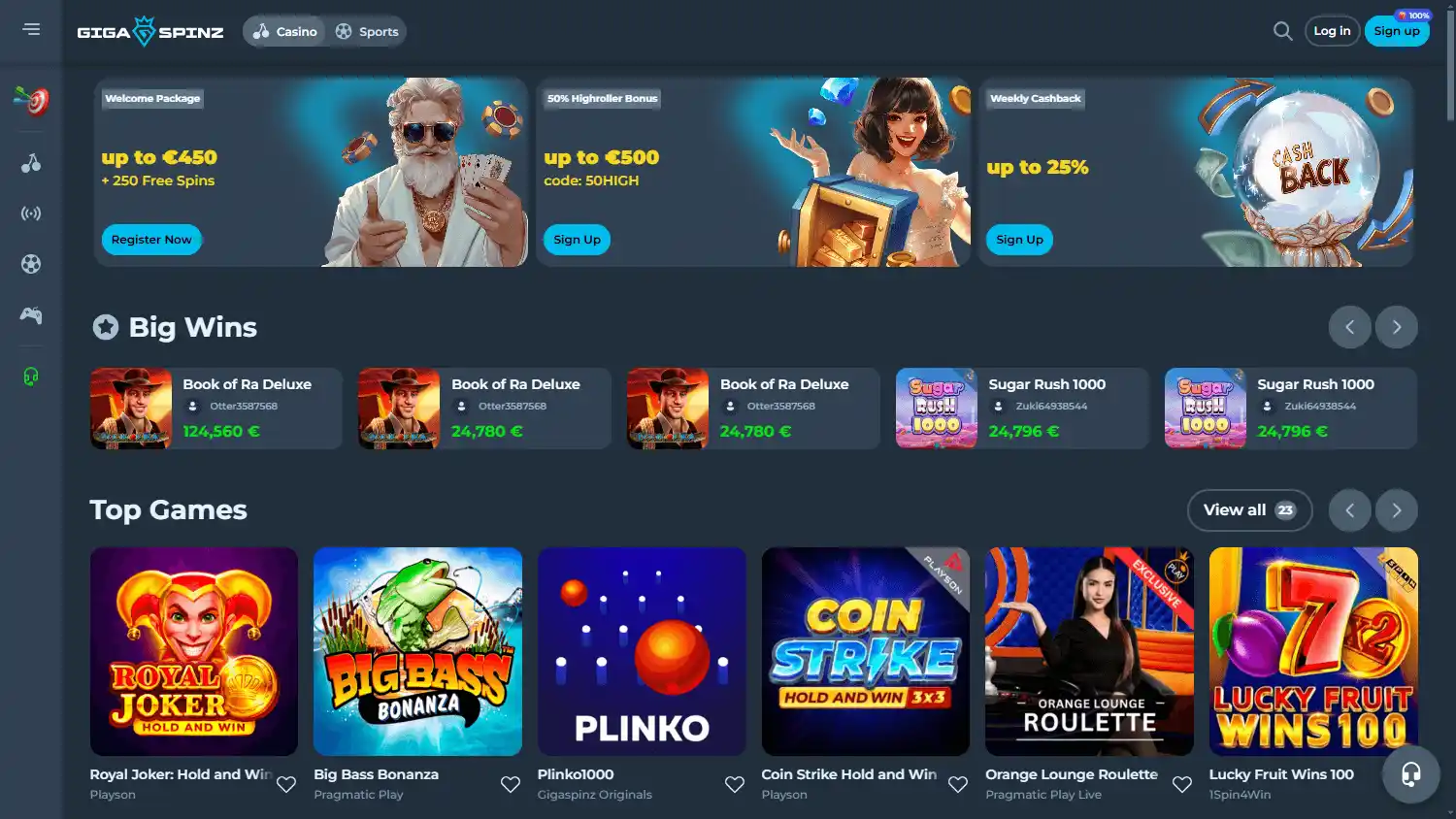 Gigaspinz Casino screenshot 1