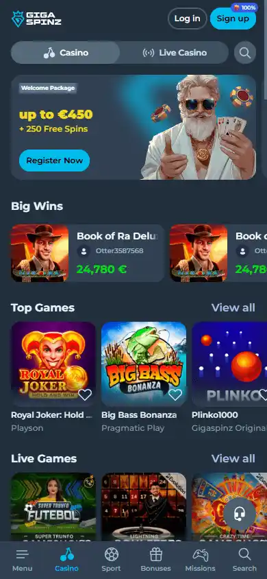 Gigaspinz Casino screenshot 4