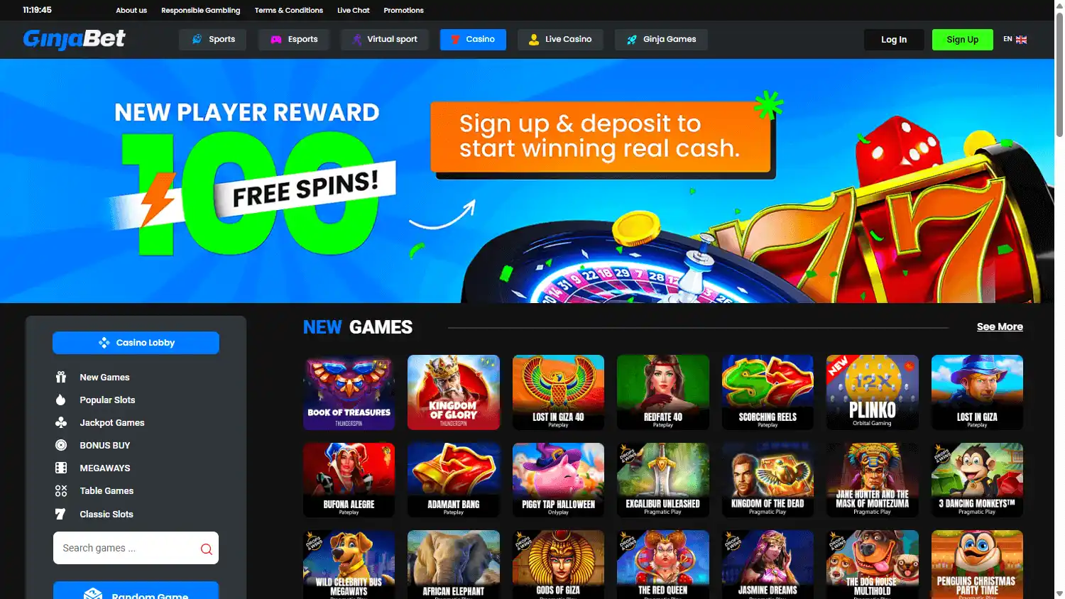 GinjaBet Casino screenshot 2
