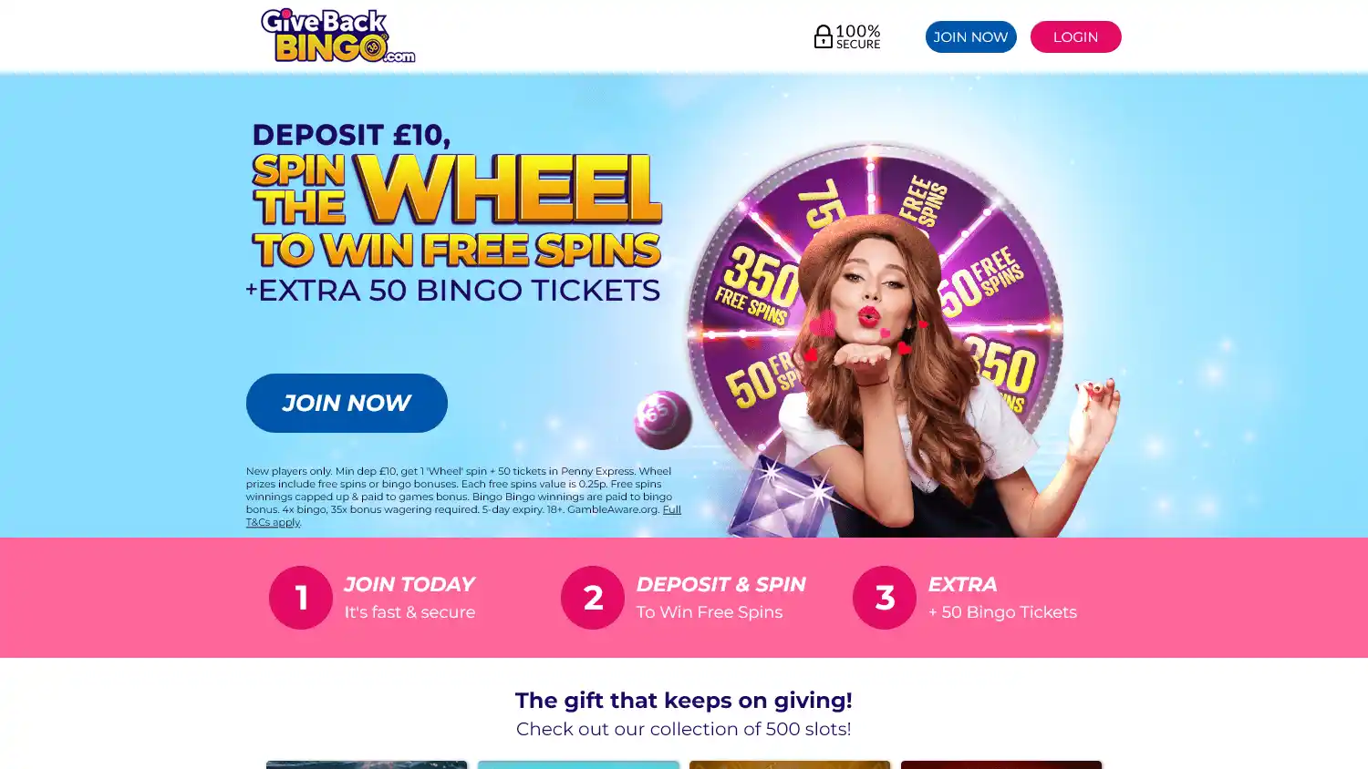 GiveBackBingo Casino screenshot 1