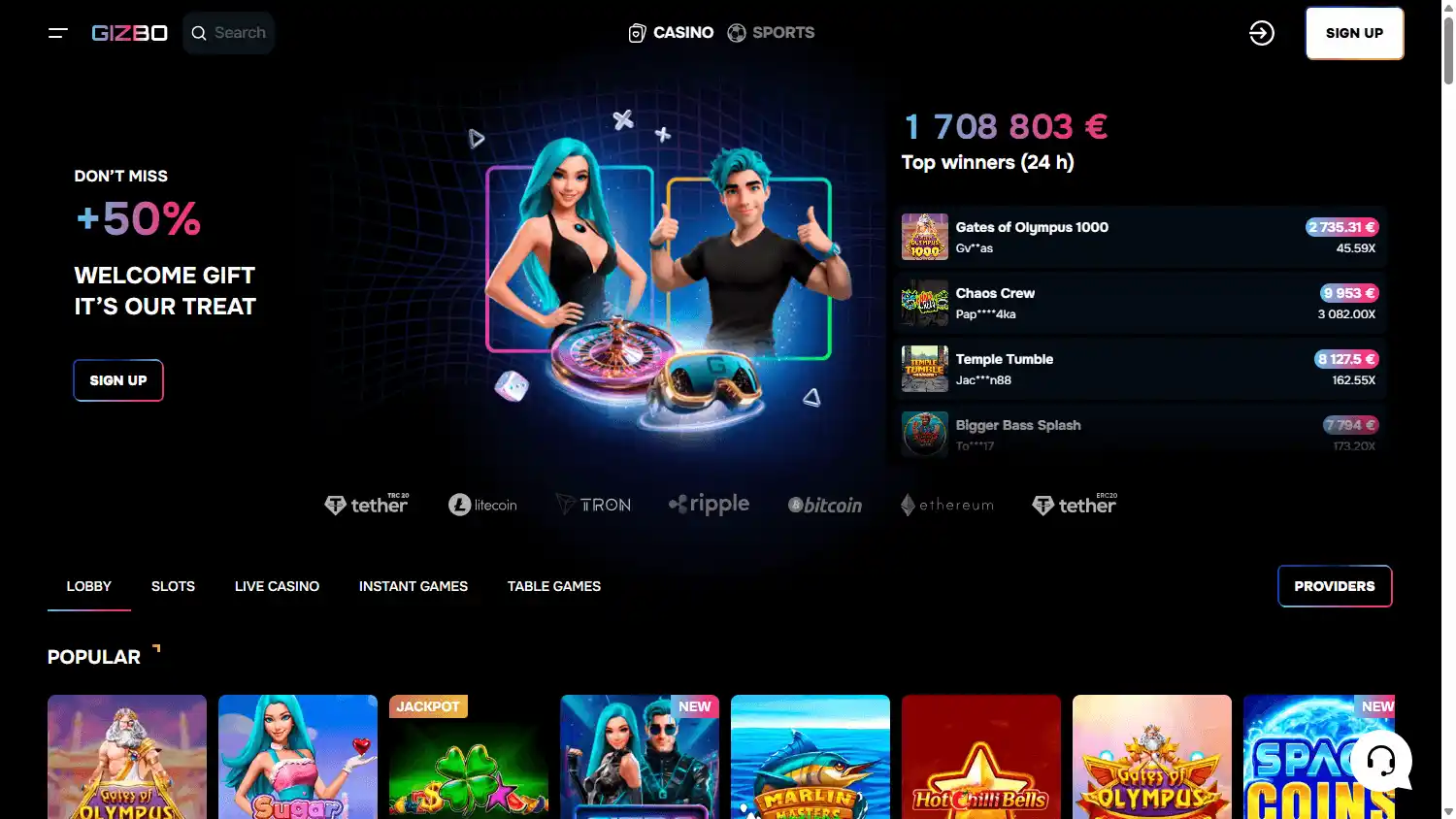 Gizbo Casino screenshot 1