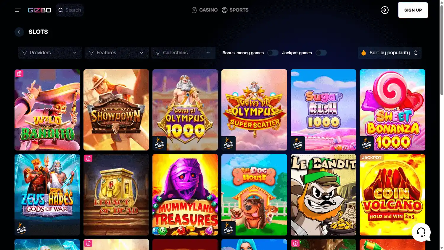 Gizbo Casino screenshot 2