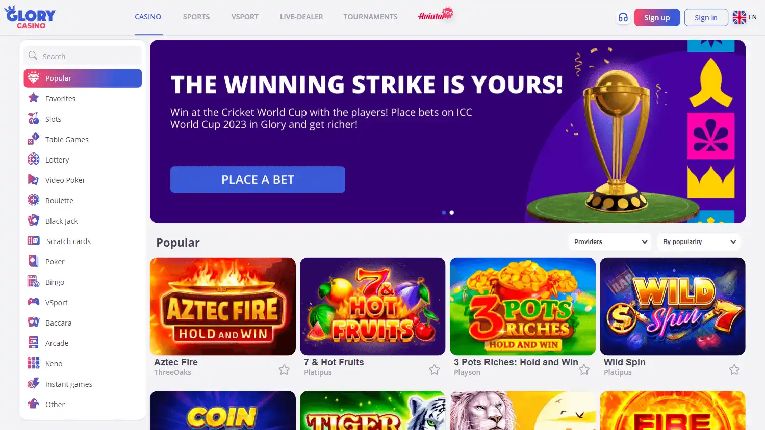Glory Casino screenshot 1