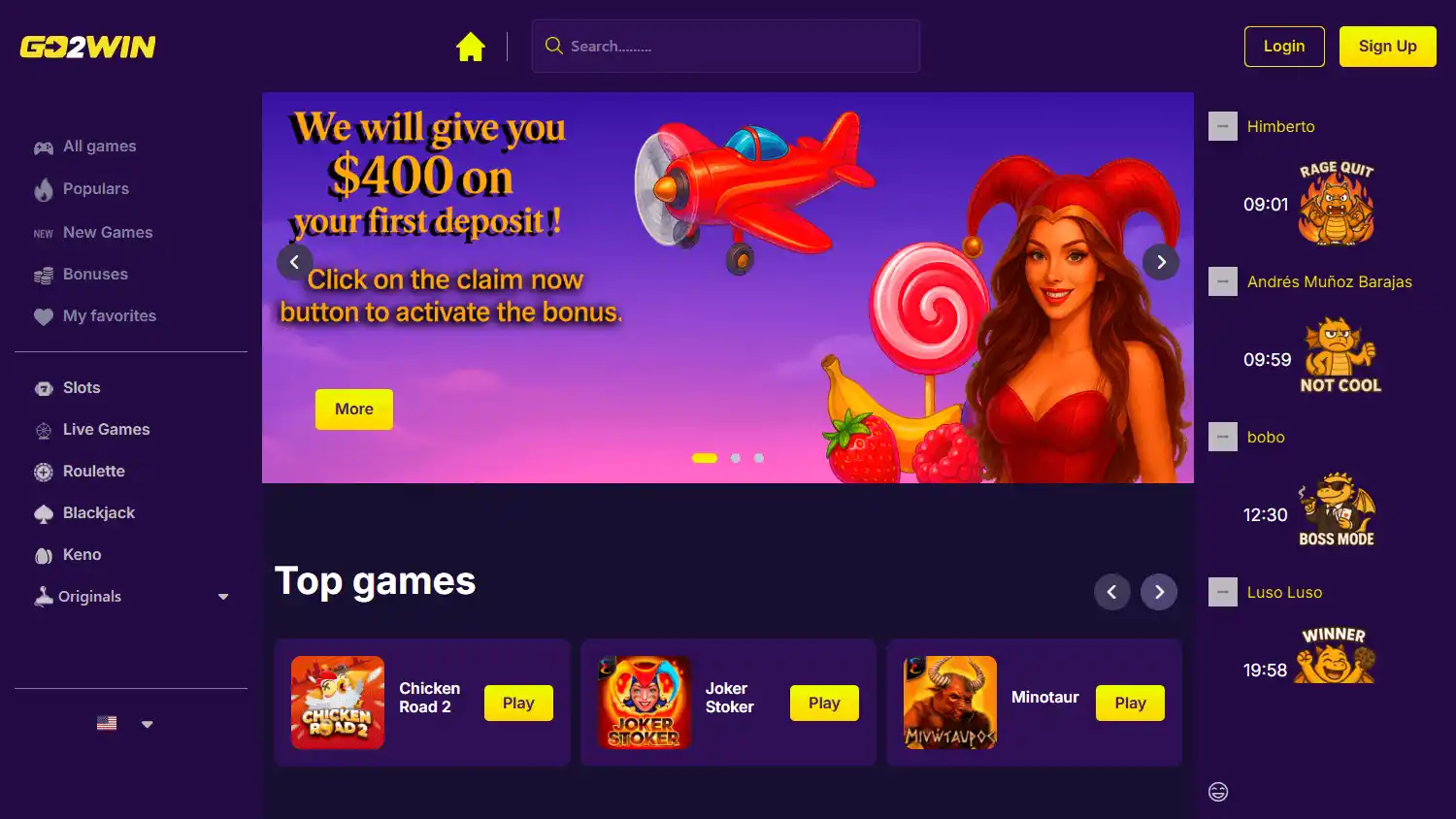 Go2Win Casino screenshot 1