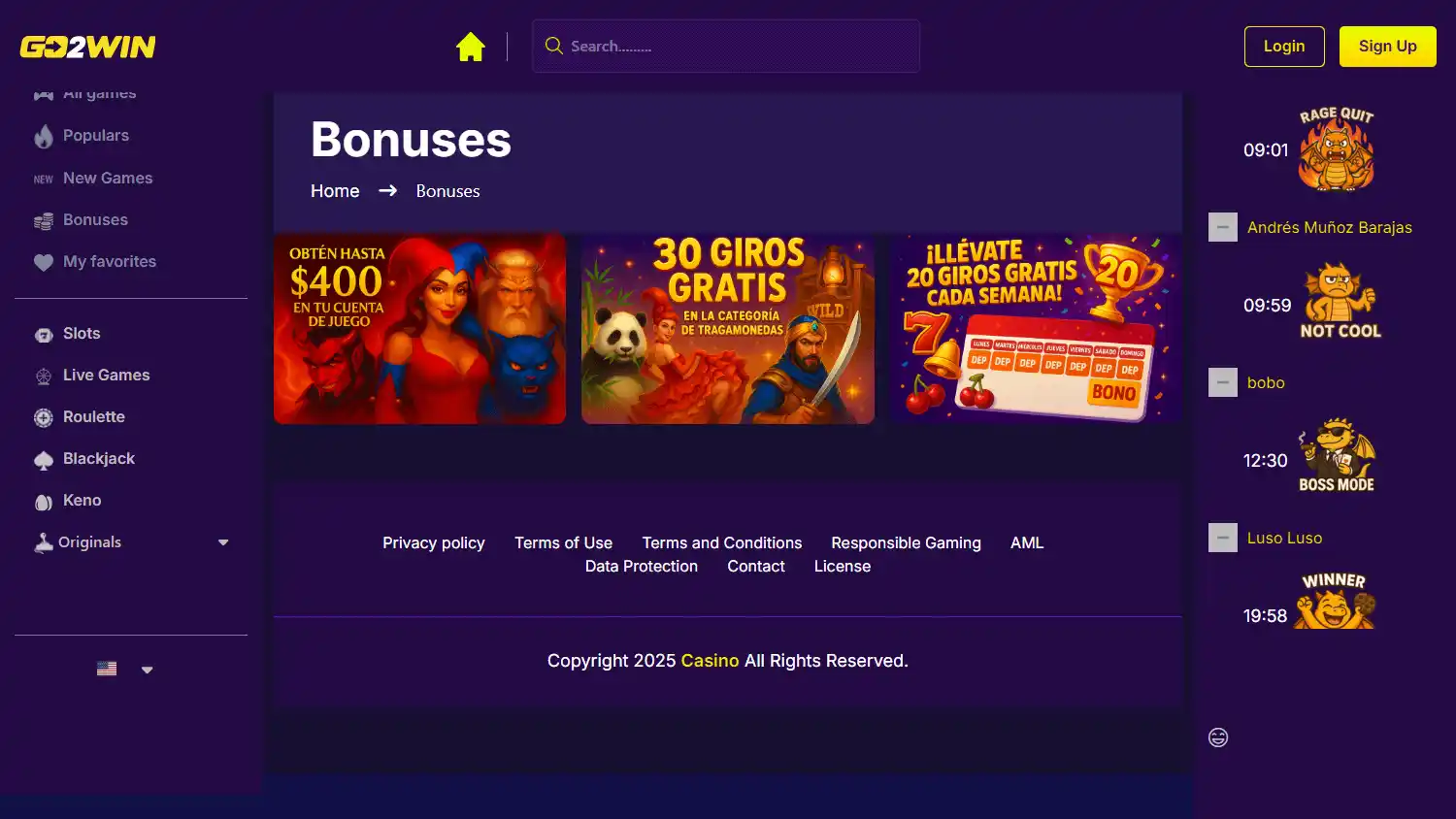 Go2Win Casino screenshot 3