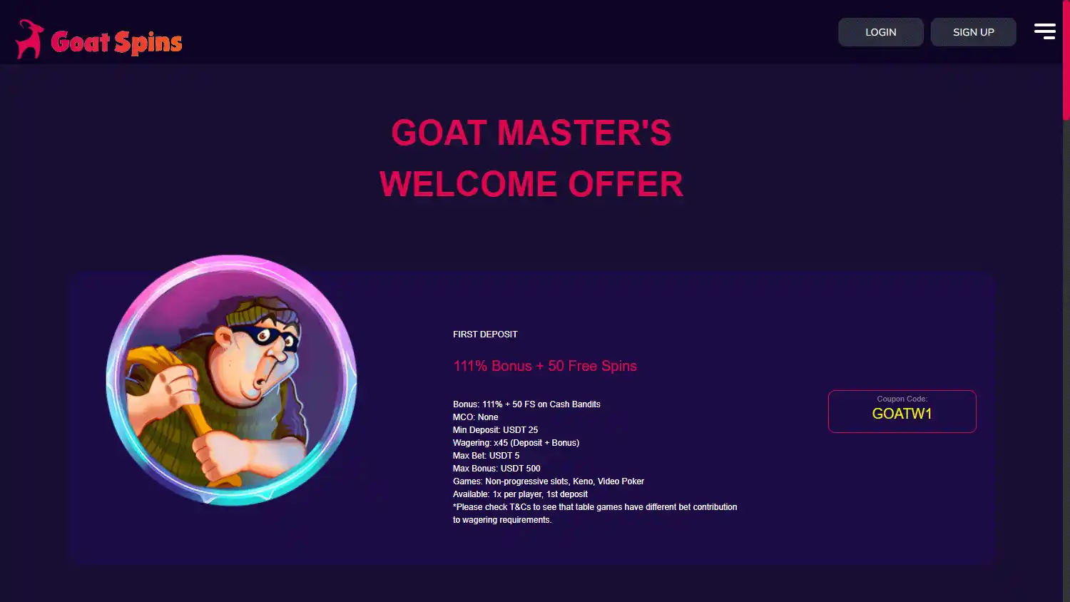Goat Spins Casino screenshot 3