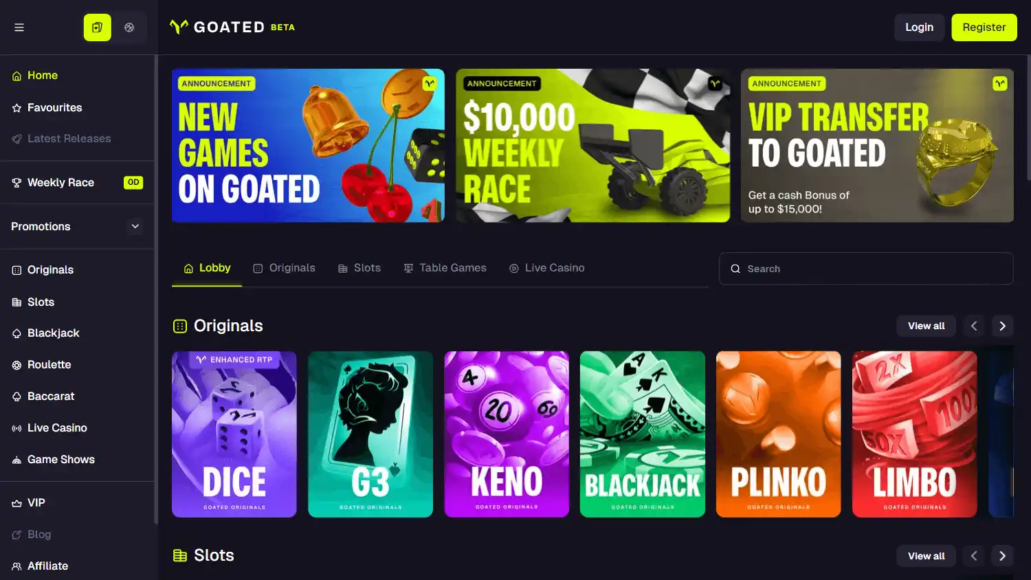 Goated Casino screenshot 1