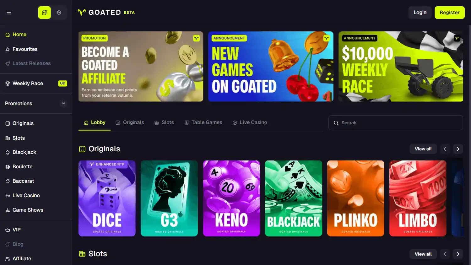 Goated Casino screenshot 2