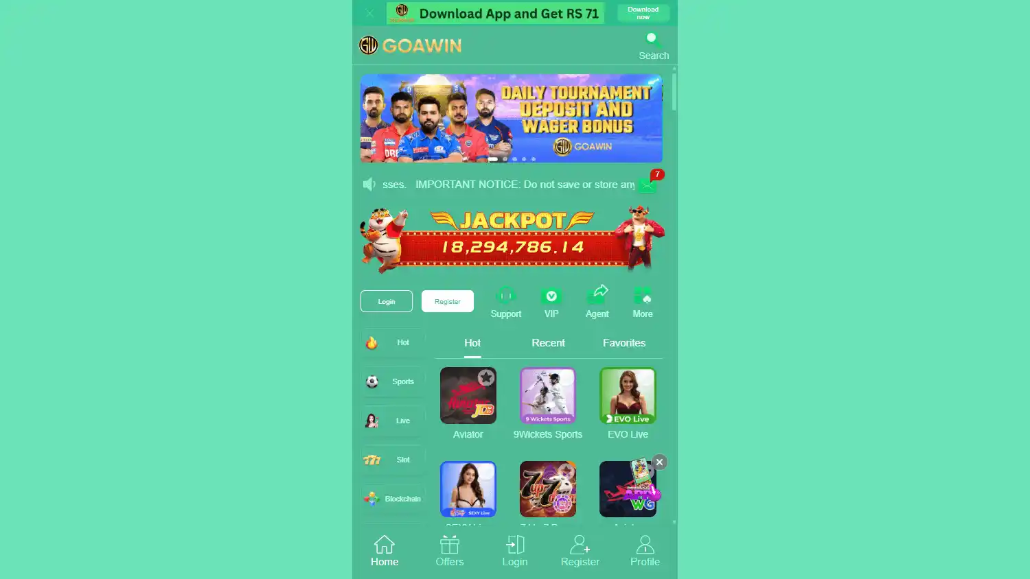 GOAWIN Casino screenshot 1