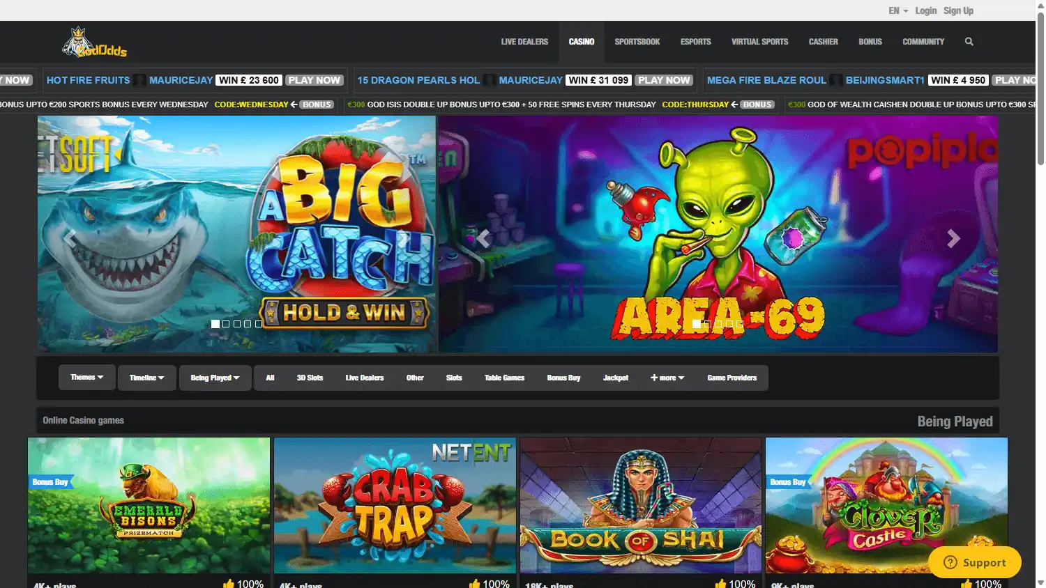 God Odds Casino screenshot 2