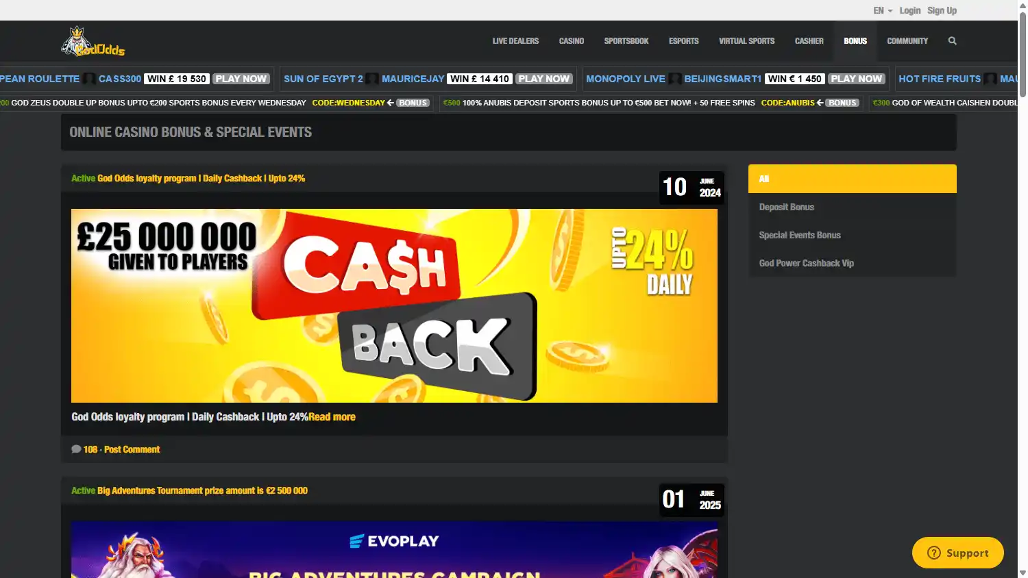 God Odds Casino screenshot 3