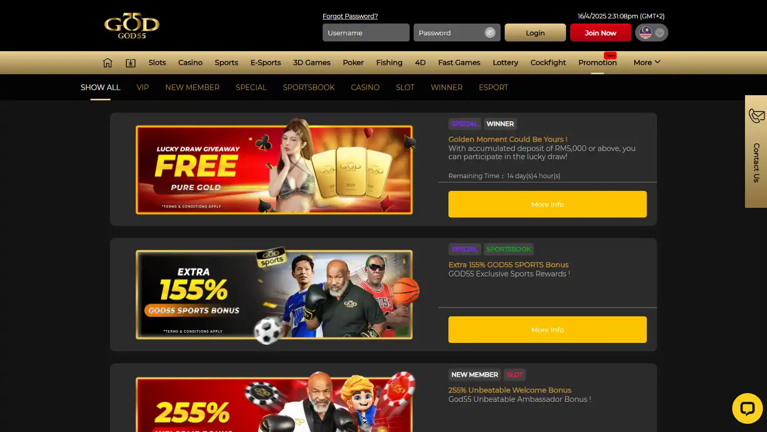 GOD55 Casino screenshot 3