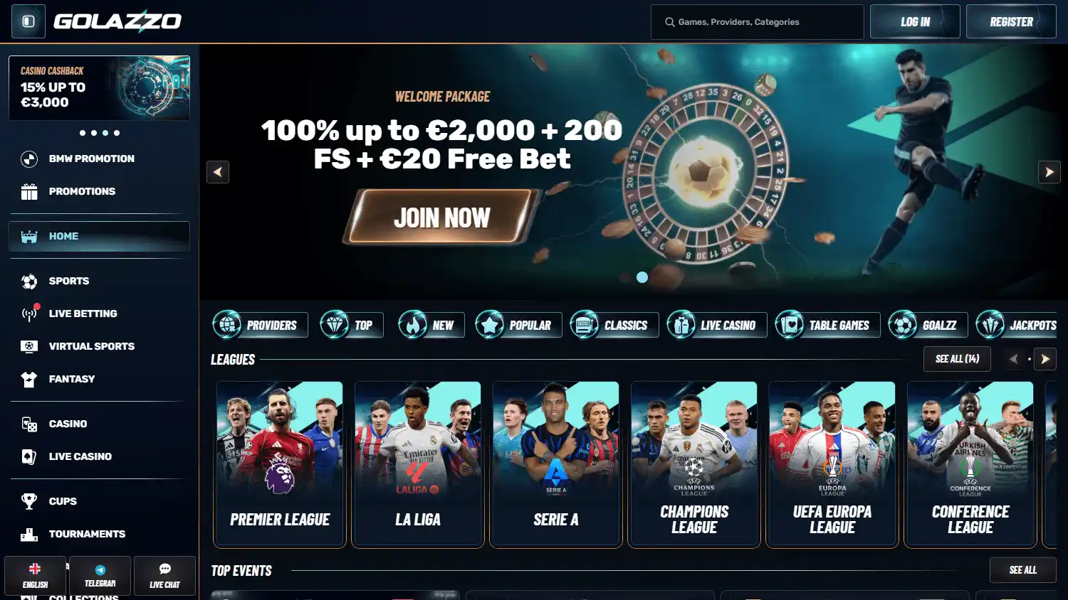 Golazzo Casino screenshot 1